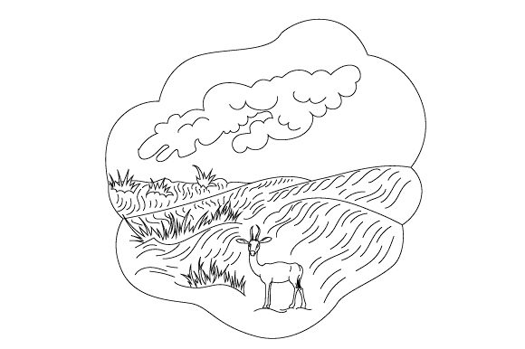 Desert Scene Coloring Page for Creative Crafts and Designs Amp
