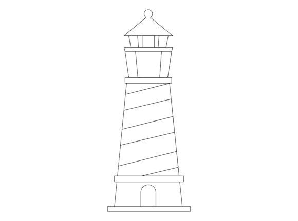 Lighthouse Beach Outline Icon for Graphics and Coloring Pages Amp