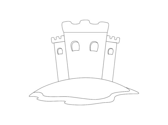 Review: Sand Castle Beach Outline Icon for Graphics & Coloring
